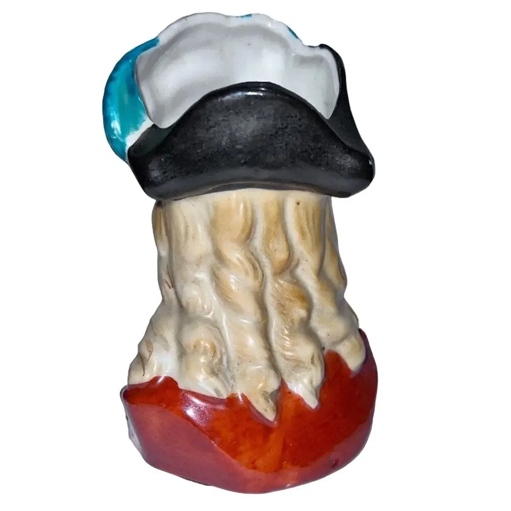 MCM Lady Head Vase Planter Red Coat, Tricorn Hat, Japan, 4.5